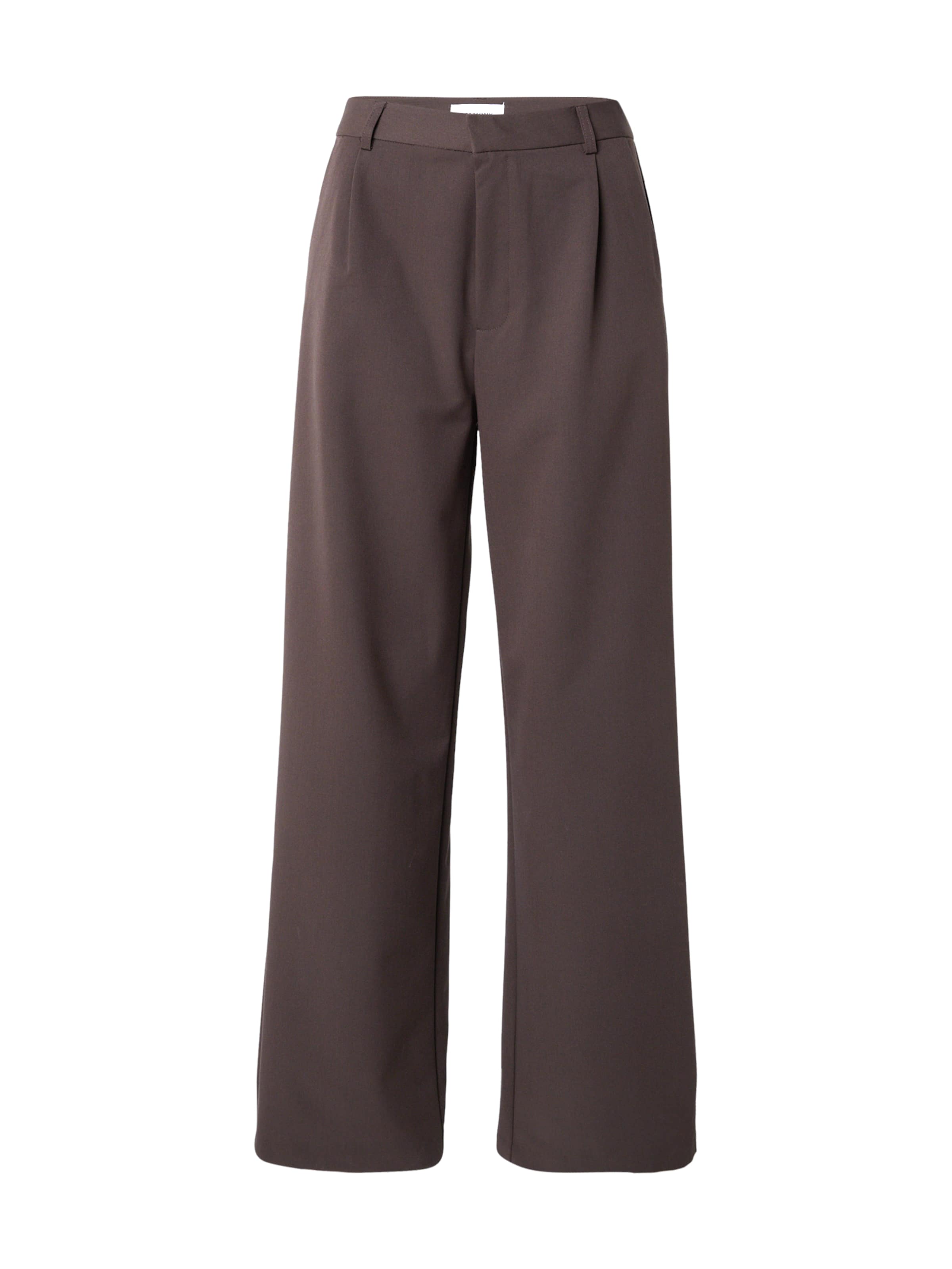 BALMOHK Wide leg Pleat-front trousers in Brown: front