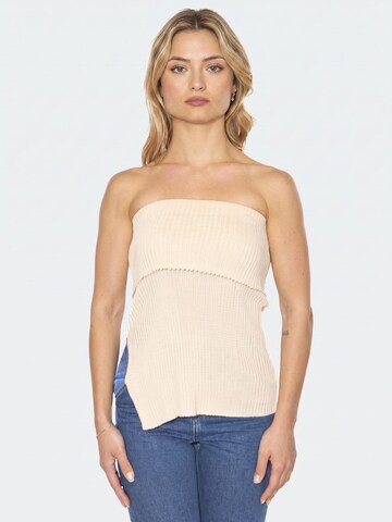 wild pony Top 'Top punto canalé sin tirantes blanco' in Beige: front