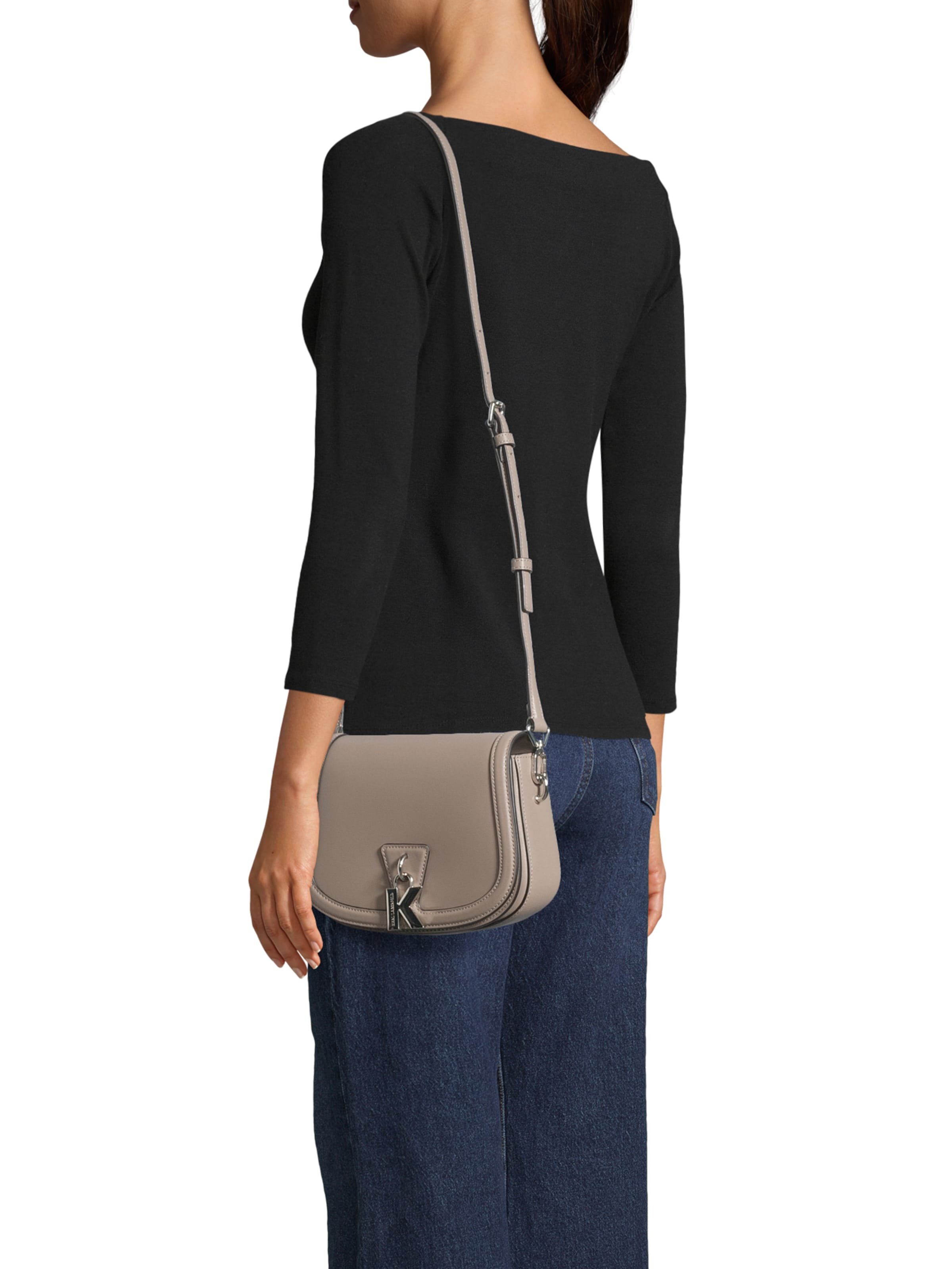 Karl Lagerfeld Чанта с презрамки в сиво: отпред