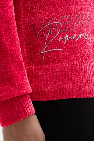 Soccx Chenille-Pullover mit Glitzer-Artworks in Rot
