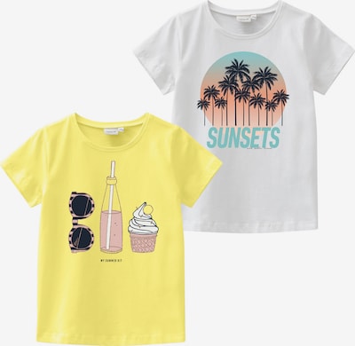 NAME IT T-Shirt 'VEEN' in de kleur Lichtblauw / Limoen / Oudroze / Zwart / Wit, Productweergave