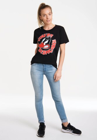 LOGOSHIRT Shirt 'Looney Tunes - Daffy Duck' in Black
