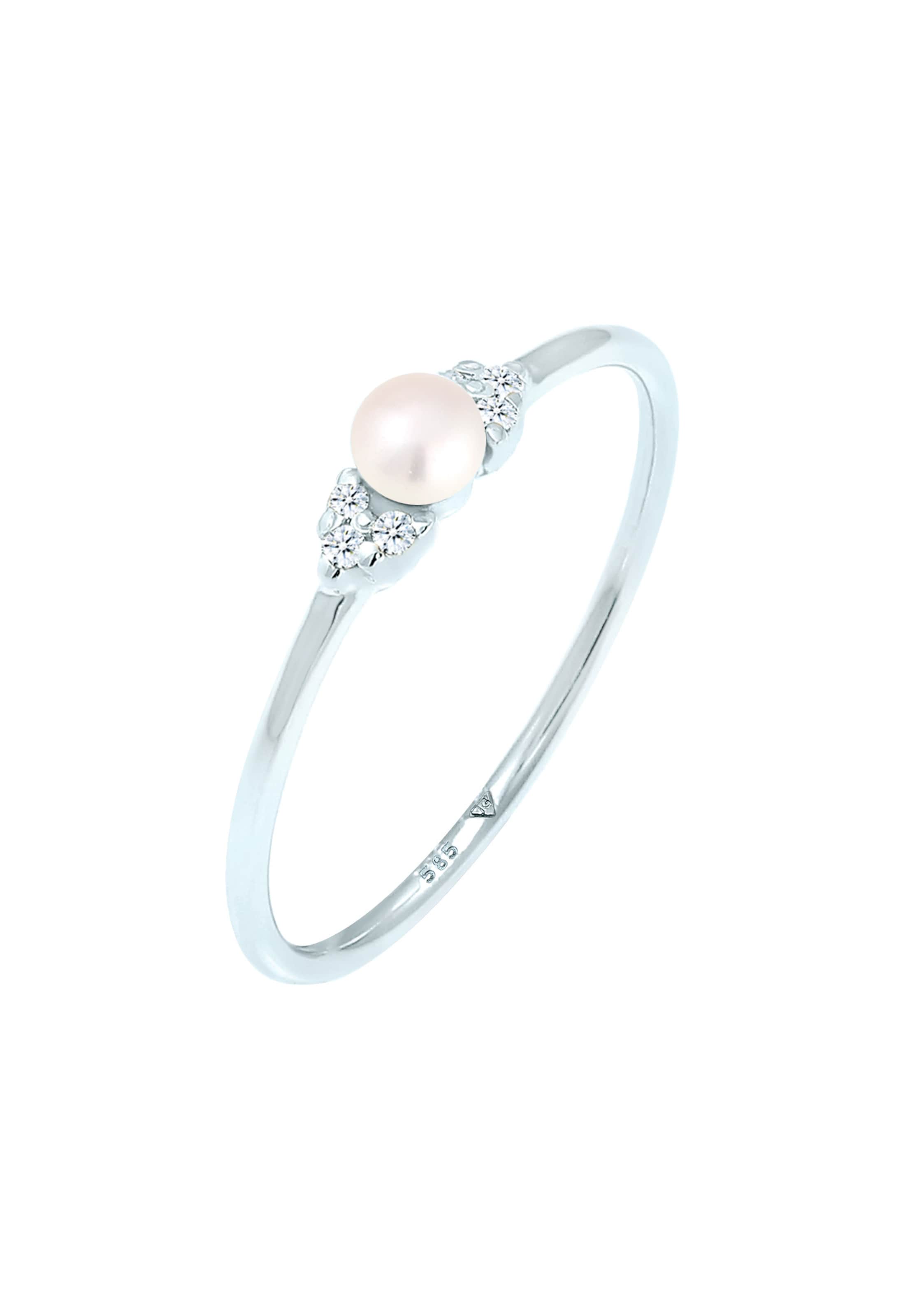 Elli DIAMONDS Ring Diamant, Perle in silber, Produktansicht