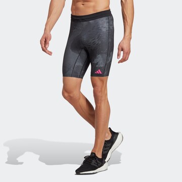 ADIDAS PERFORMANCE Skinny Sportbroek 'Adizero Saturday' in Zwart: voorkant