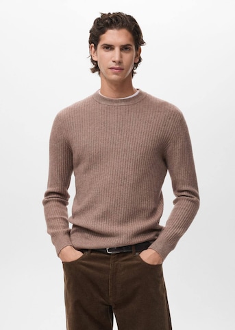 MANGO MAN Pullover 'Park' in Braun: Vorderseite
