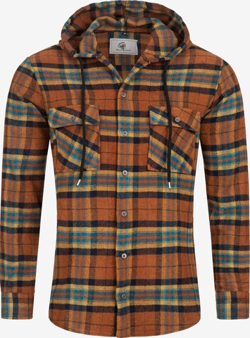 Rock Creek Button Up Shirt in Brown: front