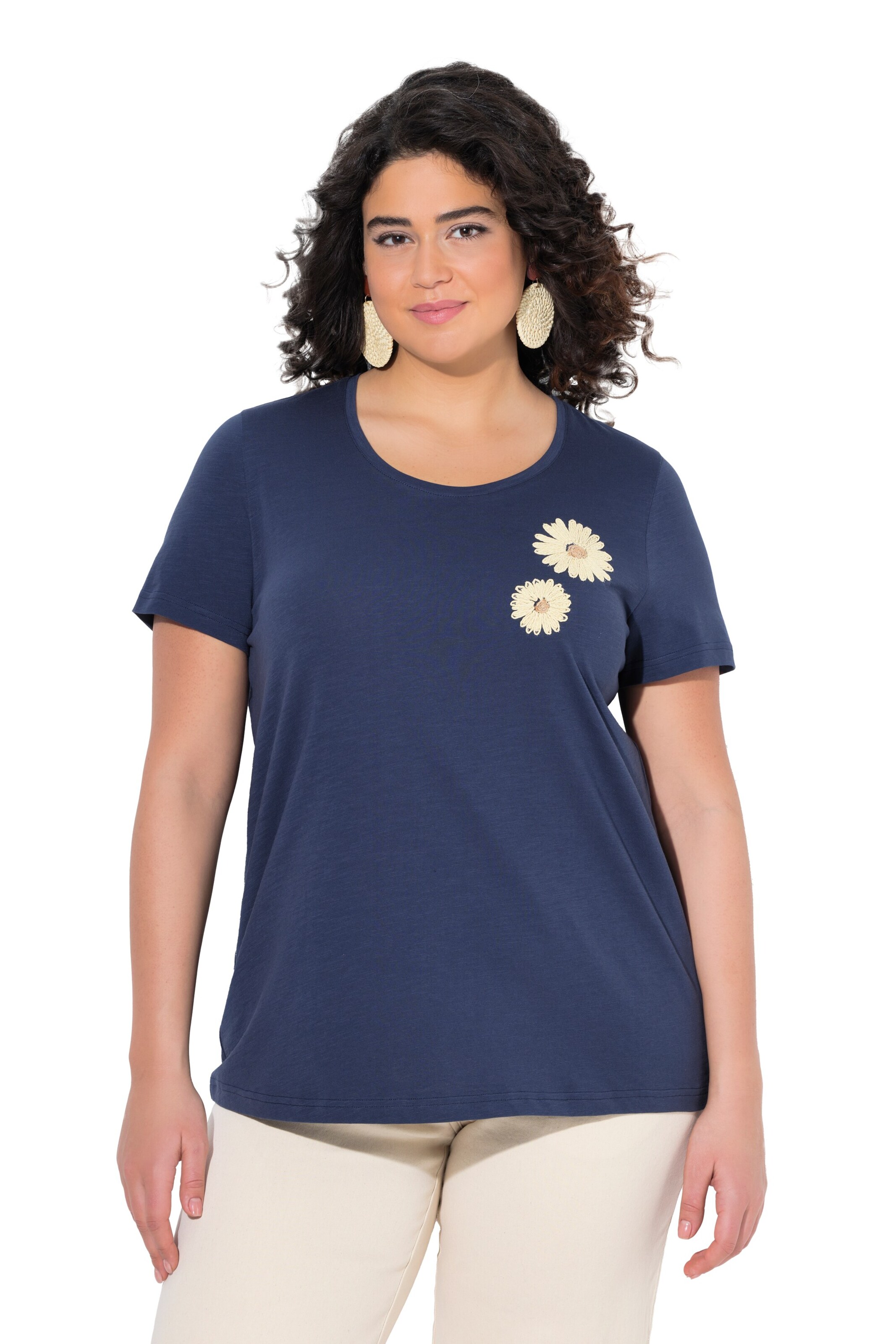T-shirt Ulla Popken en bleu : devant