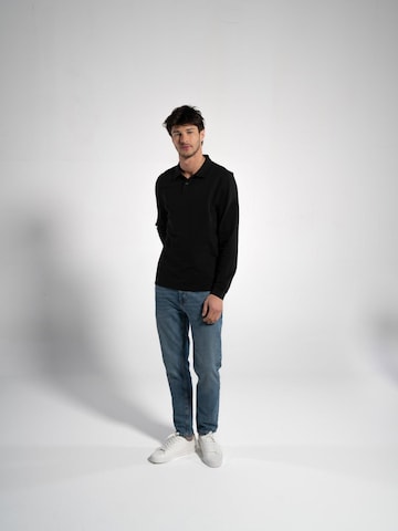 GORG Shirt 'Herren Langarm Poloshirt aus 100% Bio-Baumwolle' in Zwart