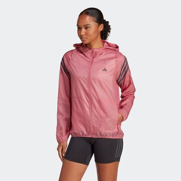 ADIDAS SPORTSWEAR Athletic Jacket 'Run Icons 3-Stripes ' in Pink: front