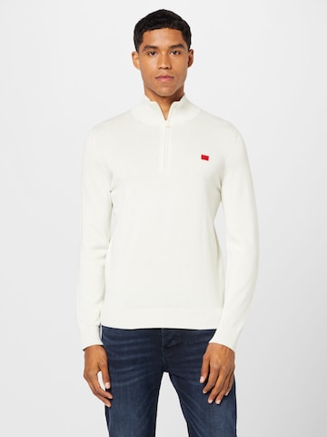 HUGO Sweater 'San Quintus' in White: front