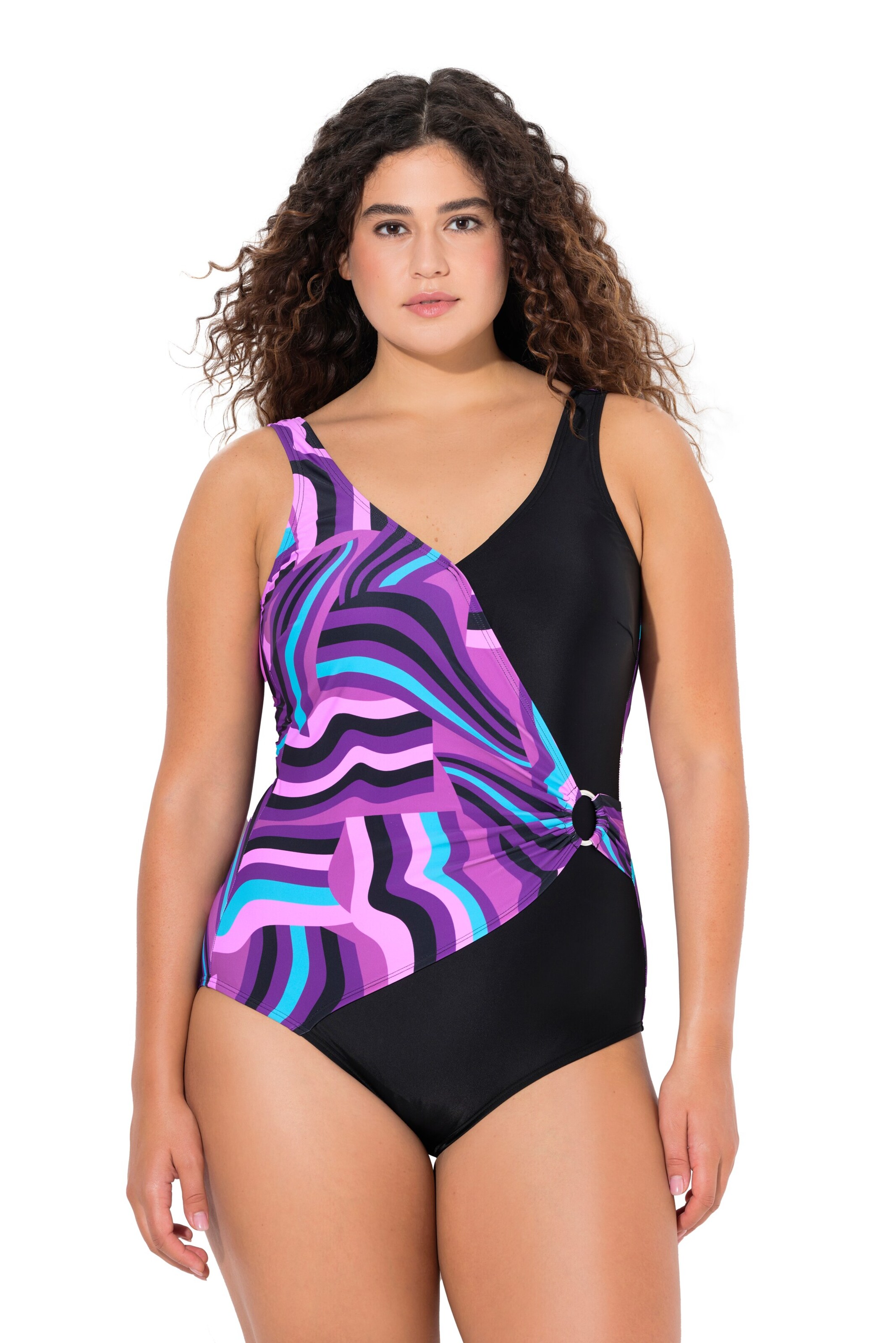 Ulla Popken Bustier Badeanzug in Lila: Vorderseite