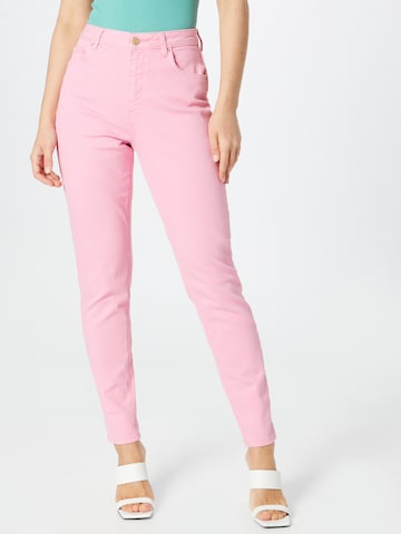 Coupe slim Jean 'Dea' PIECES en rose : devant