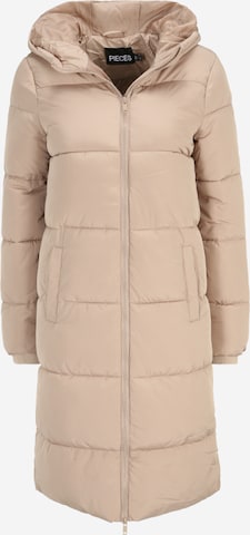 Pieces Tall Winter coat 'Bee' in Beige: front