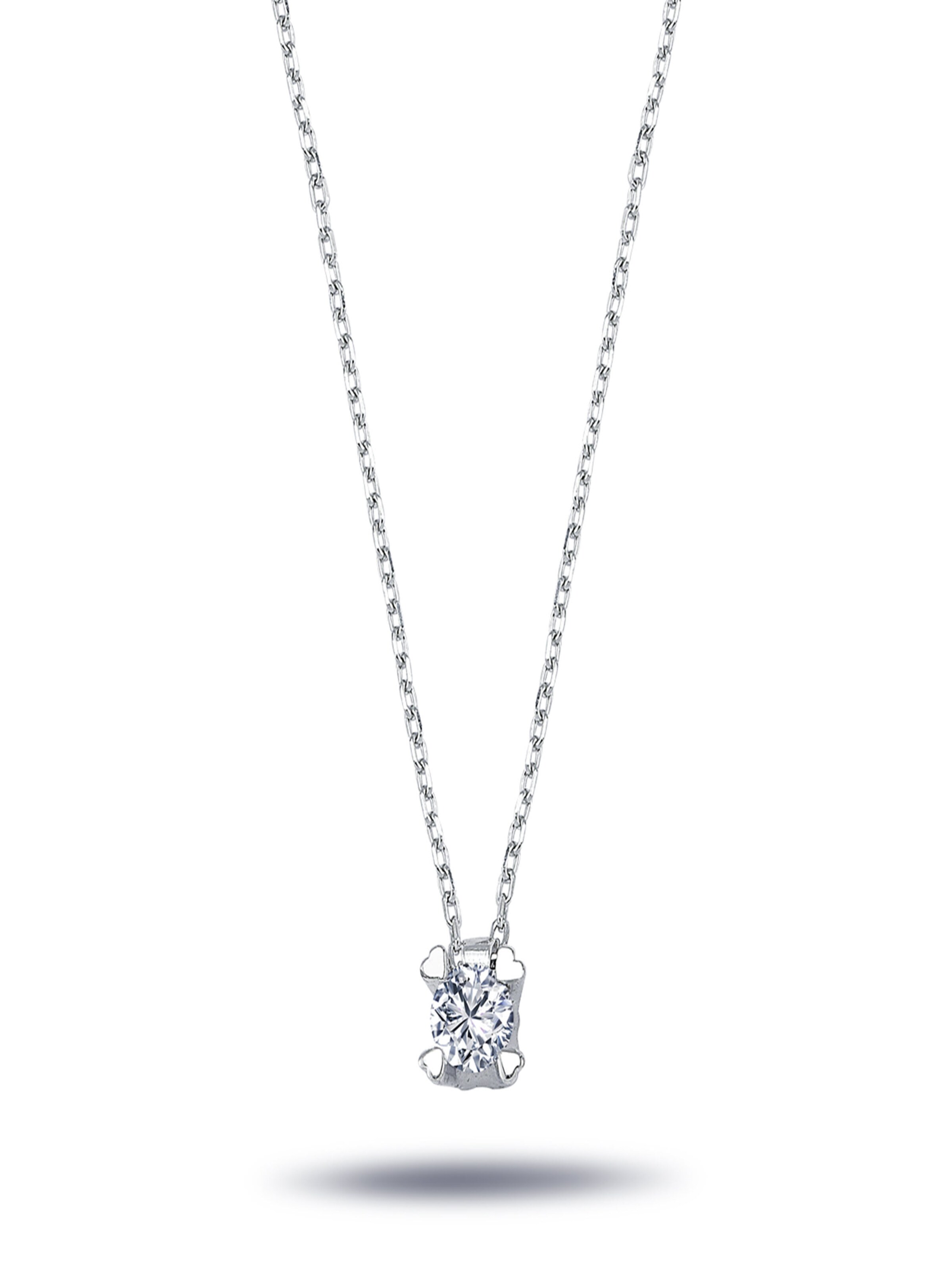 EinStein Diamant Pendant 'Herz Fassung Halskette mit 0,20 Carat Solitär Diamant in 14 Karat Weißgold' in White: front