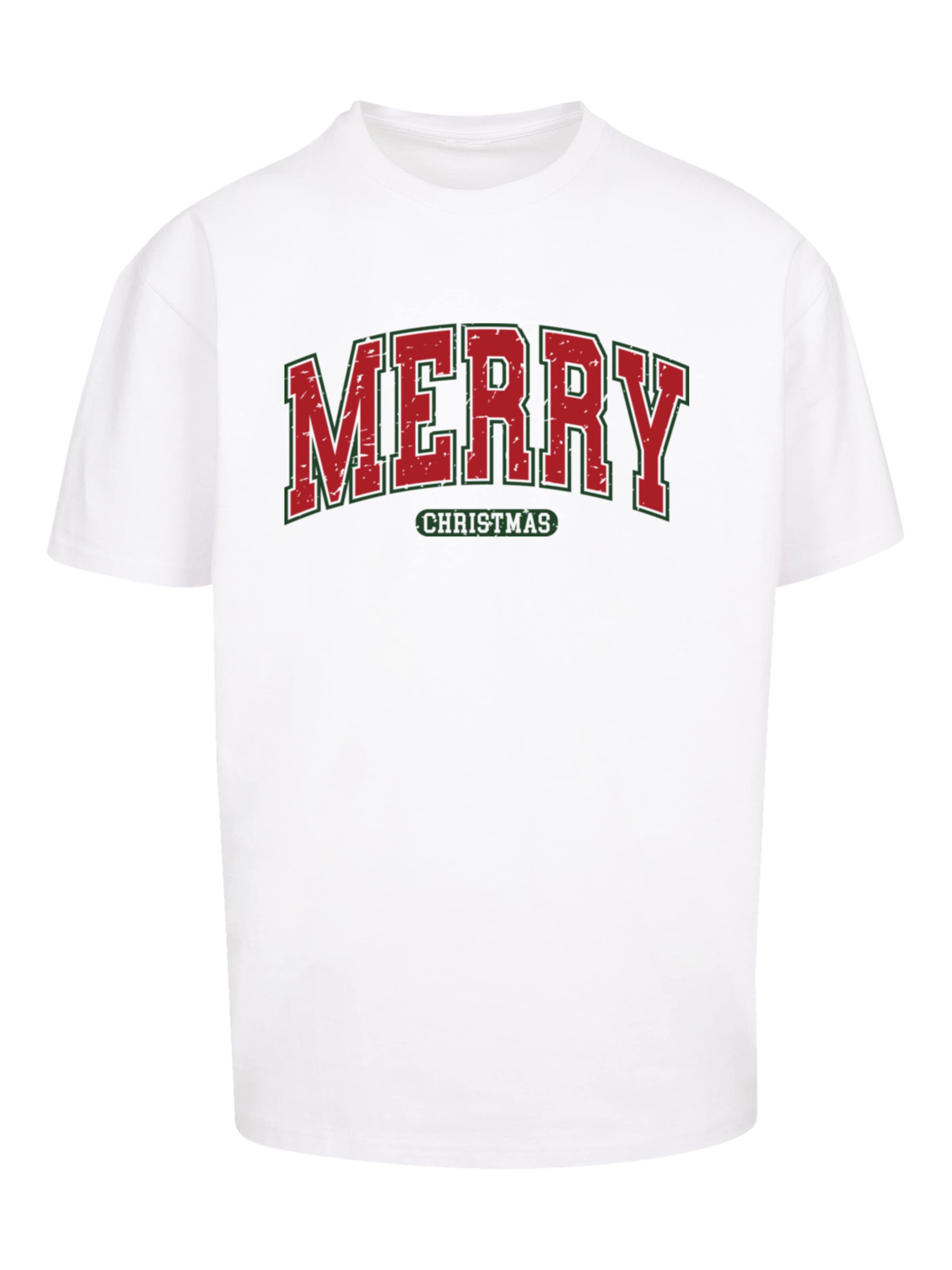 T-Shirt 'Merry Christmas' F4NT4STIC en blanc : devant