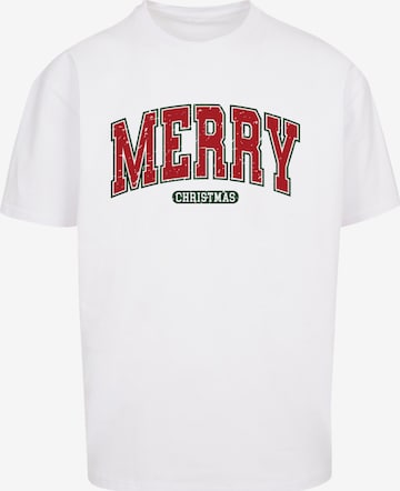 T-Shirt 'Merry Christmas' F4NT4STIC en blanc : devant