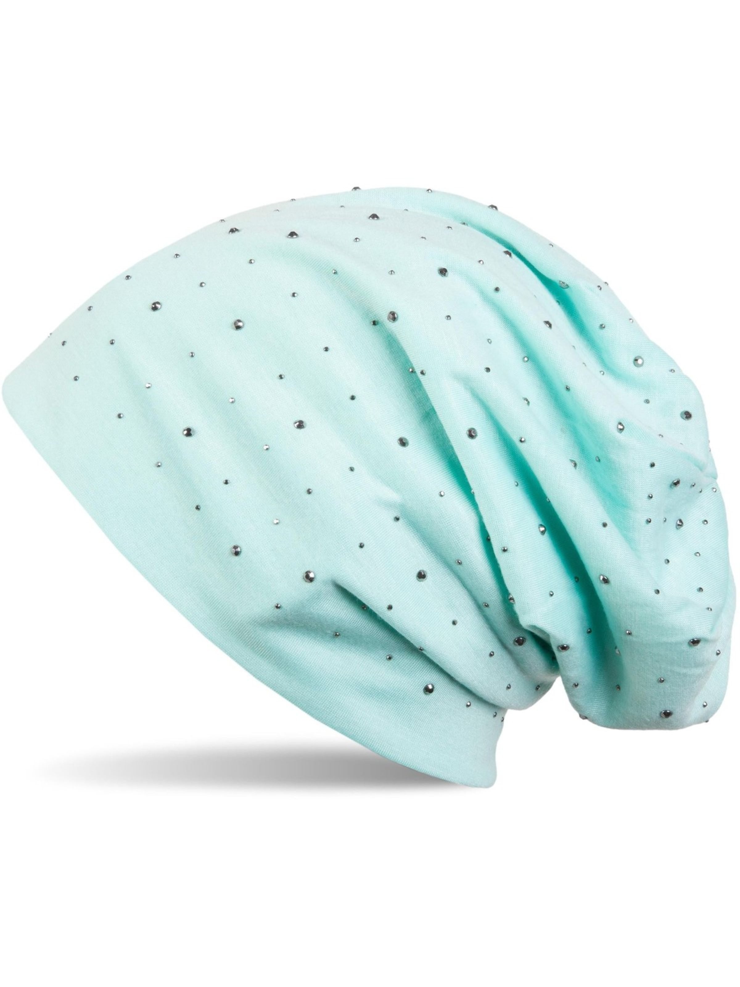 styleBREAKER Mütze 'Beanie mit Strass Nieten Applikation'‌‌‌‌ in 54-64 in mint, Produktansicht