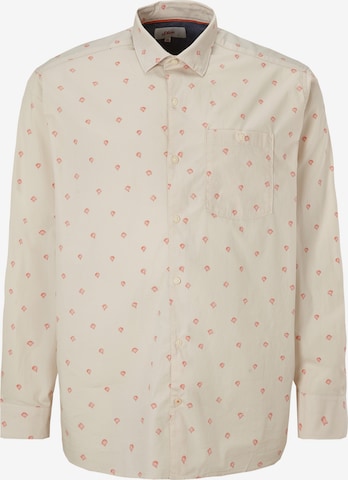 s.Oliver Men Big Sizes Button Up Shirt in Beige: front