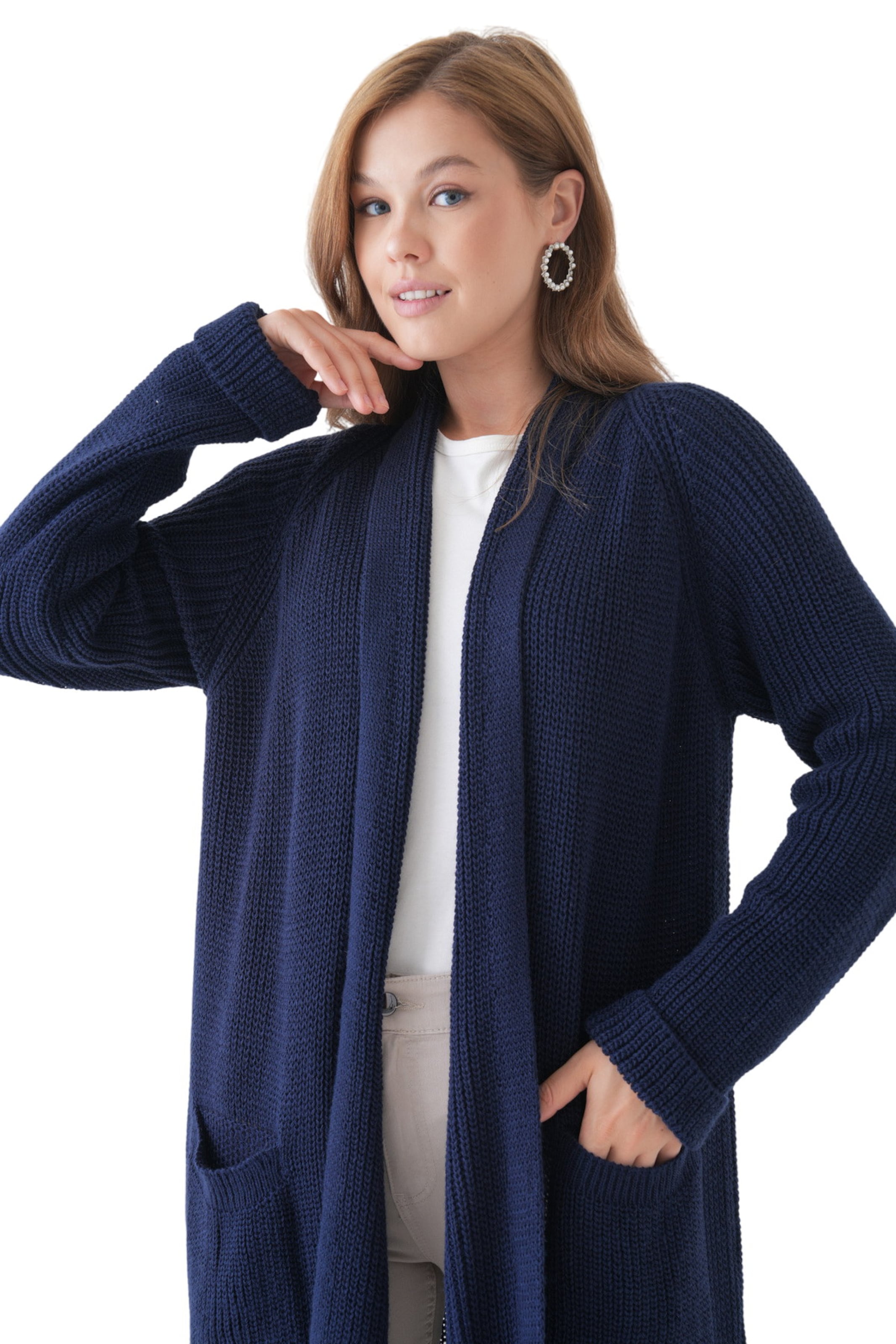 WOMAN VISION Gebreid vest in Blauw: voorkant