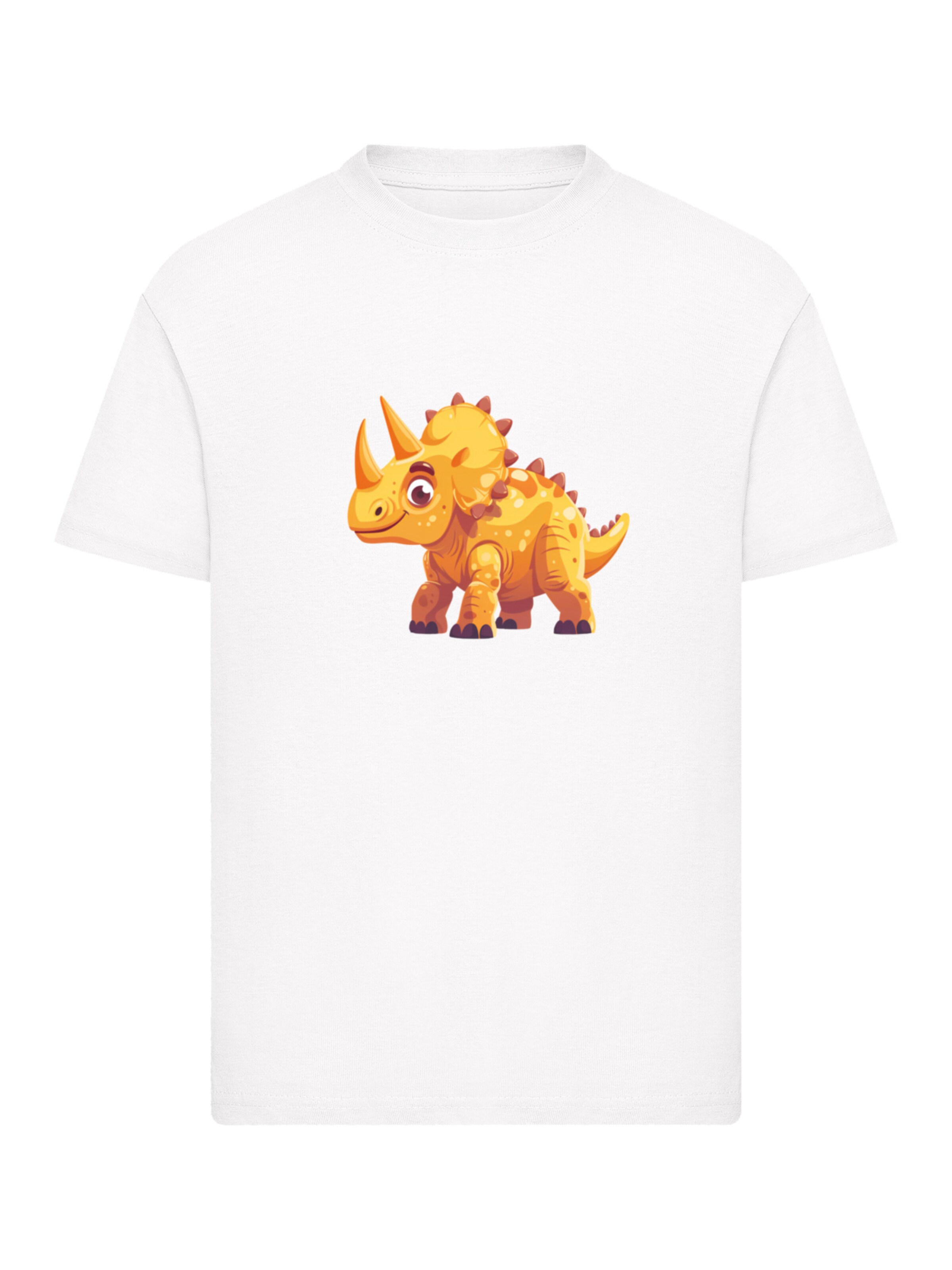 F4NT4STIC T-Shirt 'Süßer Triceratops Dinosaurier' in Weiß: Vorderseite