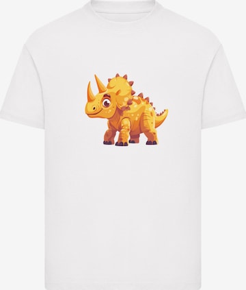 F4NT4STIC T-Shirt 'Süßer Triceratops Dinosaurier' in Weiß: Vorderseite