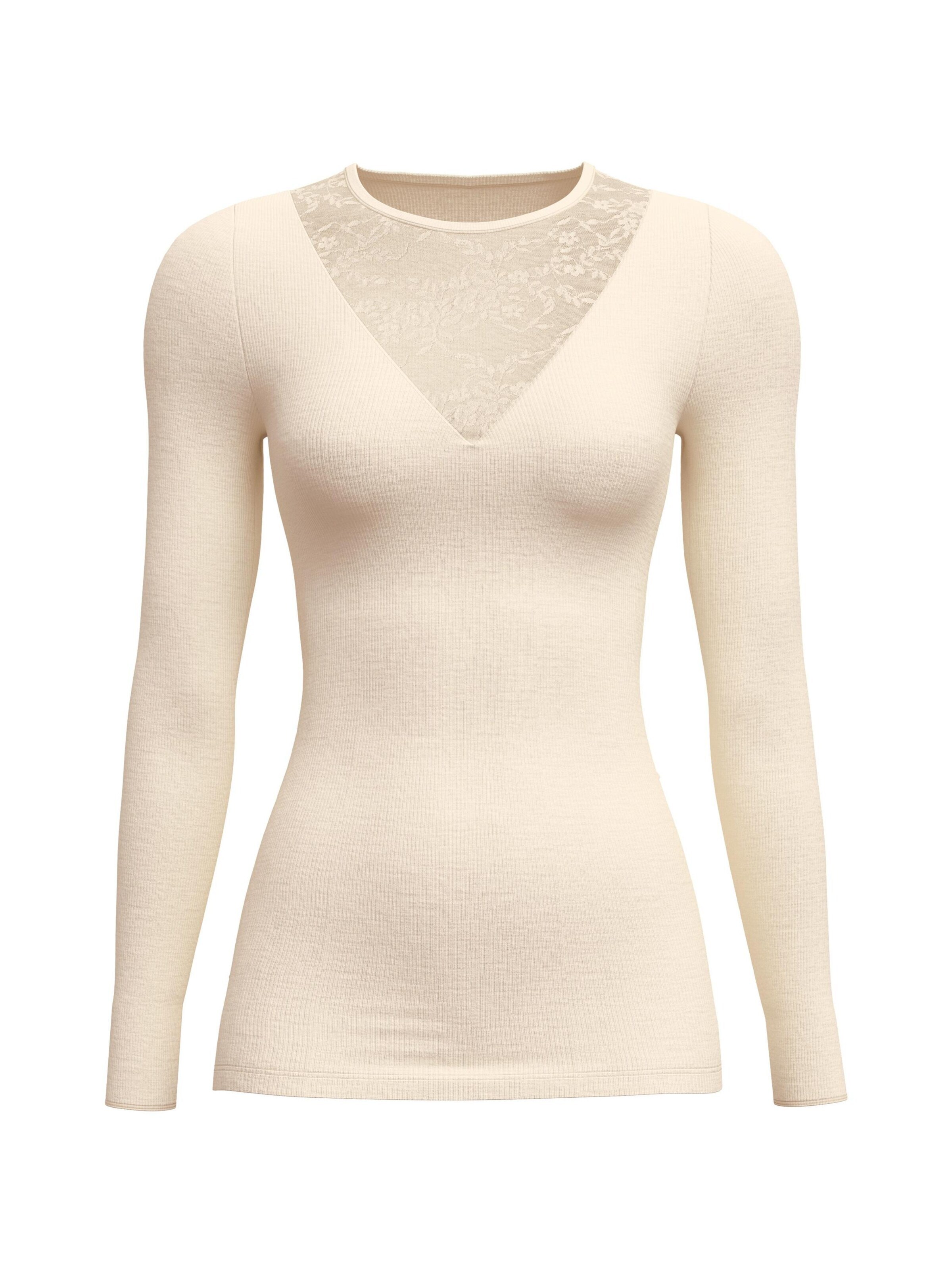 CALIDA Onderhemd 'Silky Wool Glam' in Beige: voorkant