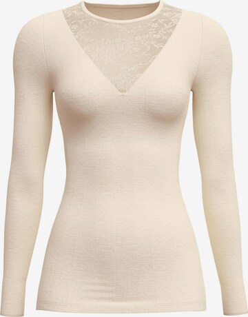 CALIDA Onderhemd 'Silky Wool Glam' in Beige: voorkant