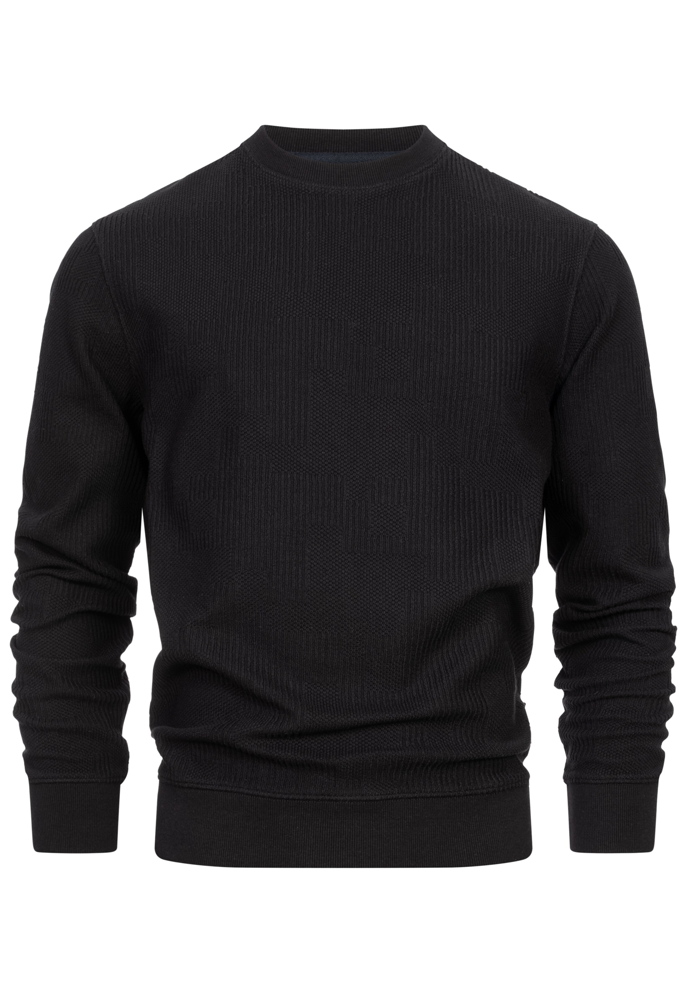 INDICODE JEANS Sweatshirt ' Jago ' in Zwart: voorkant
