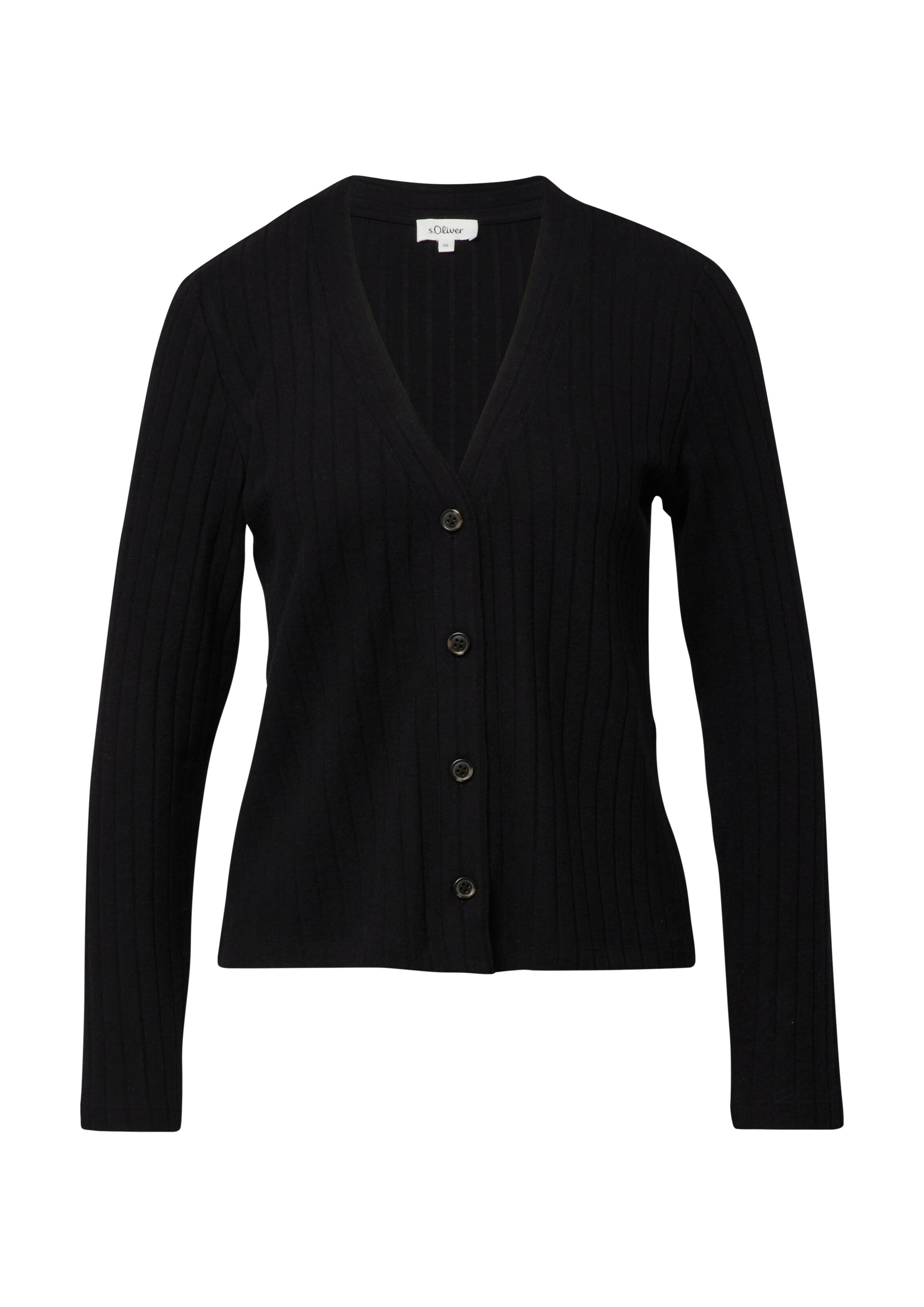 s.Oliver Knit Cardigan in Black: front