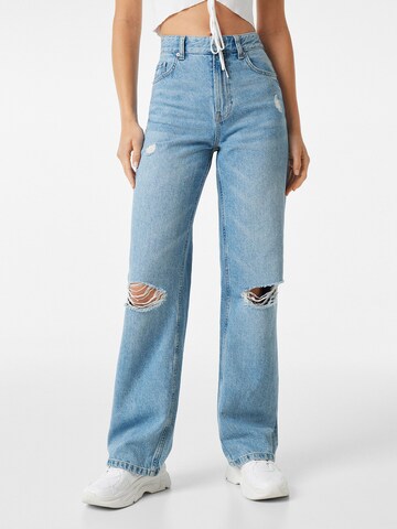 Bershka Wide Leg Jeans in Blau: Vorderseite