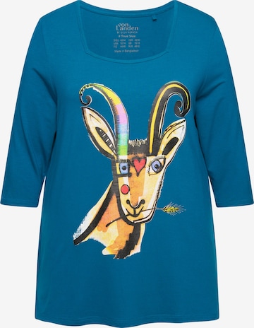 T-shirt Ulla Popken en bleu : devant