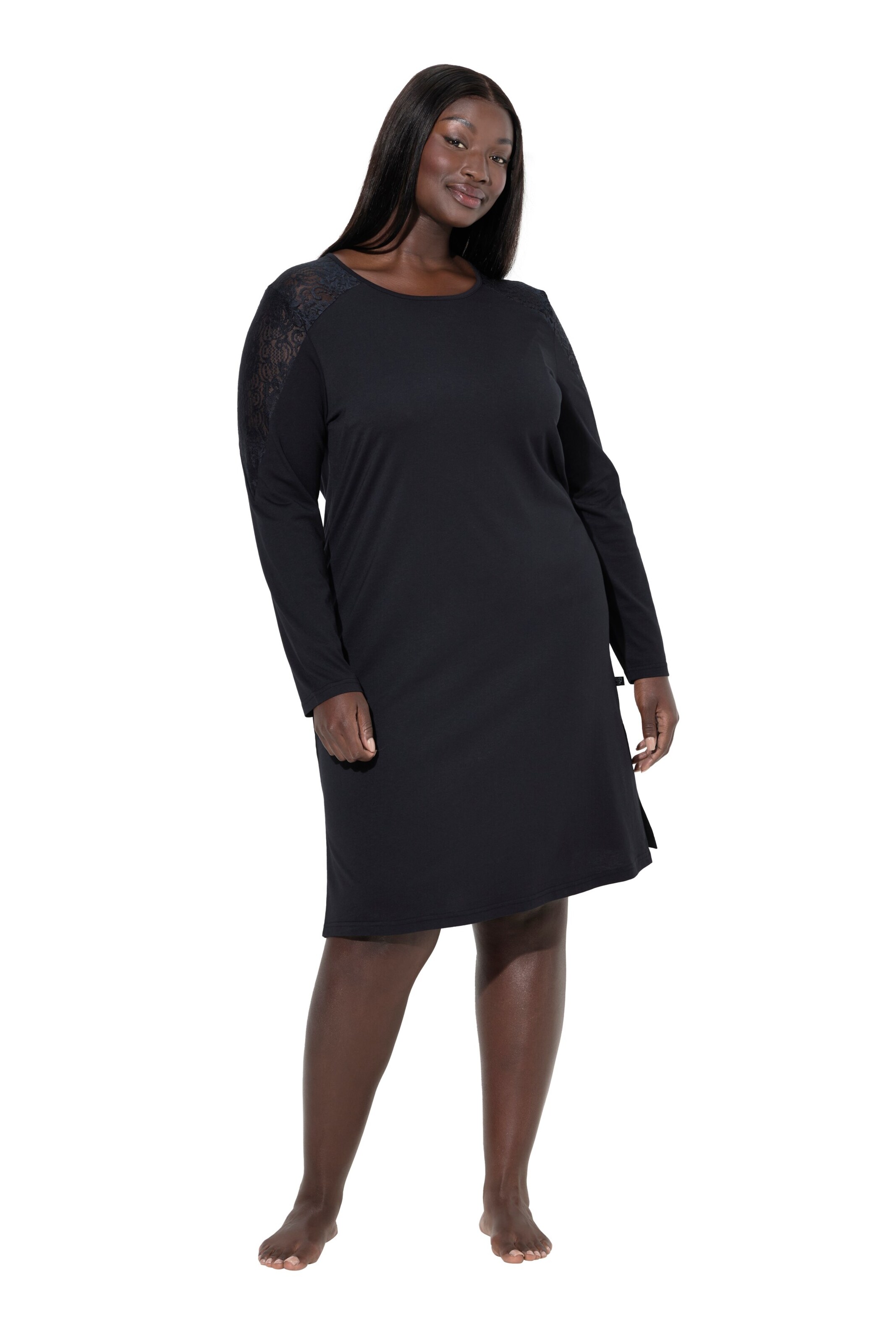 Ulla Popken Nachthemd in Zwart: voorkant