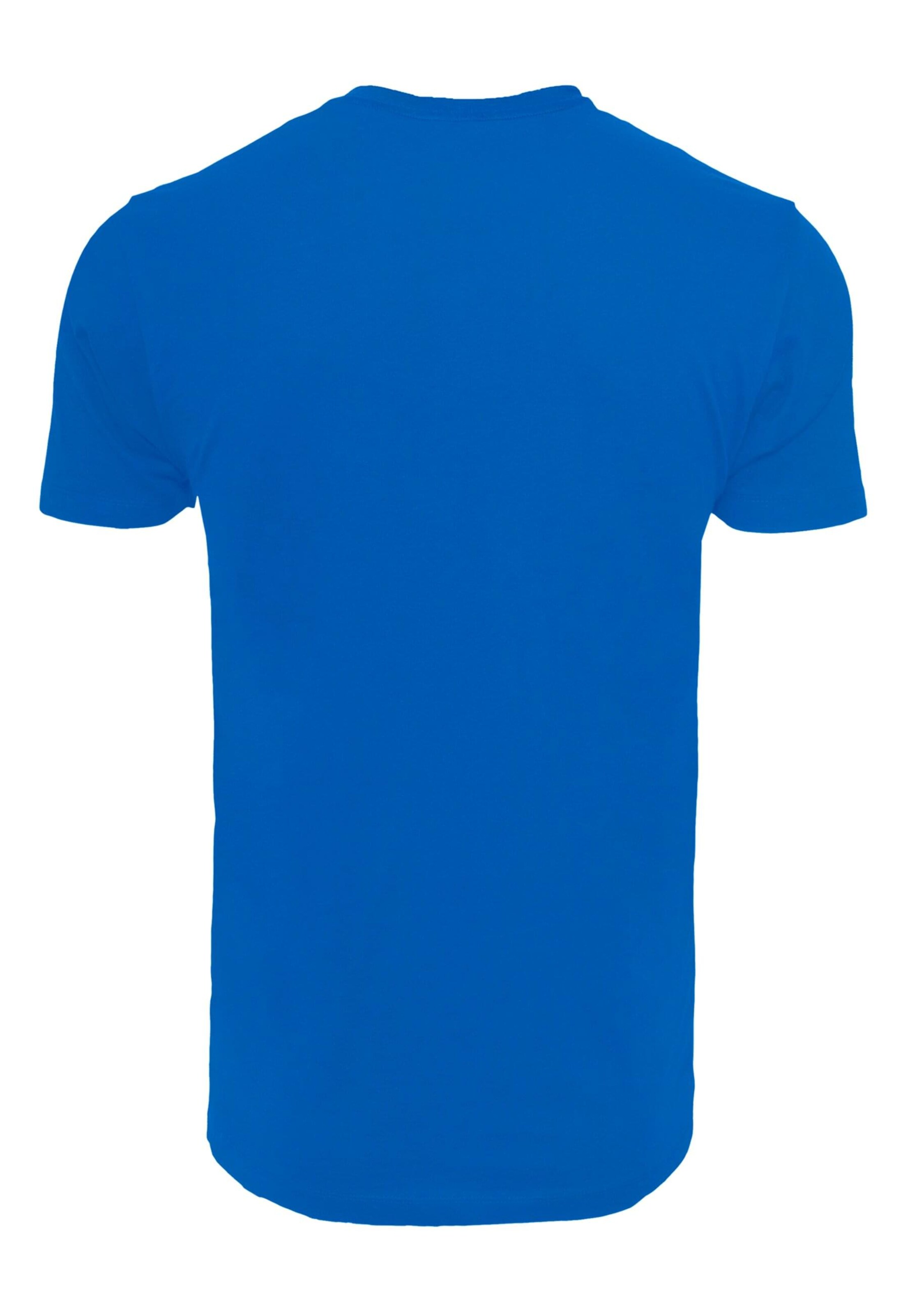 T-Shirt 'Caution Hot' Merchcode en bleu