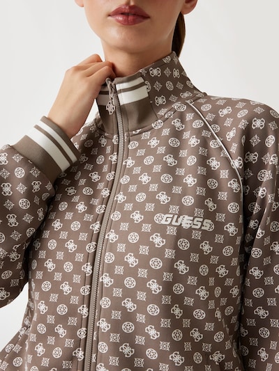 GUESS Zip-Up Hoodie 'Scuba' in Brown / White, Item view