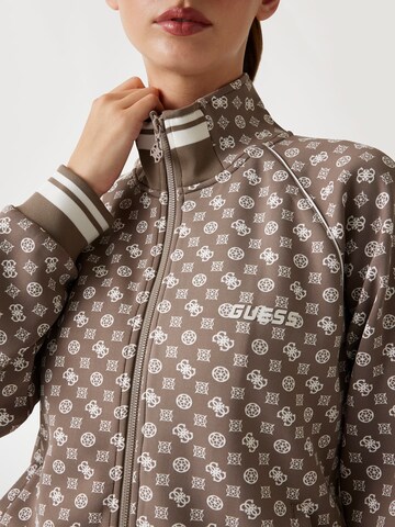 GUESS Zip-Up Hoodie 'Scuba' in Brown