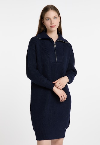 DreiMaster Vintage Knitted dress in Blue: front