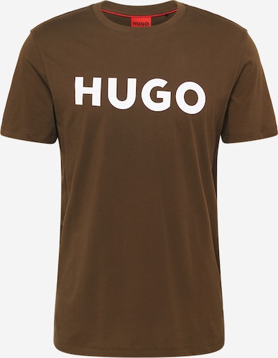 HUGO T-Shirt 'Dulivio' en vert foncé / blanc, Vue avec produit