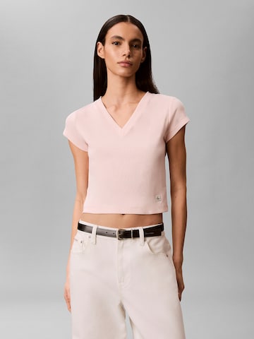 T-shirt Calvin Klein Jeans en rose : devant