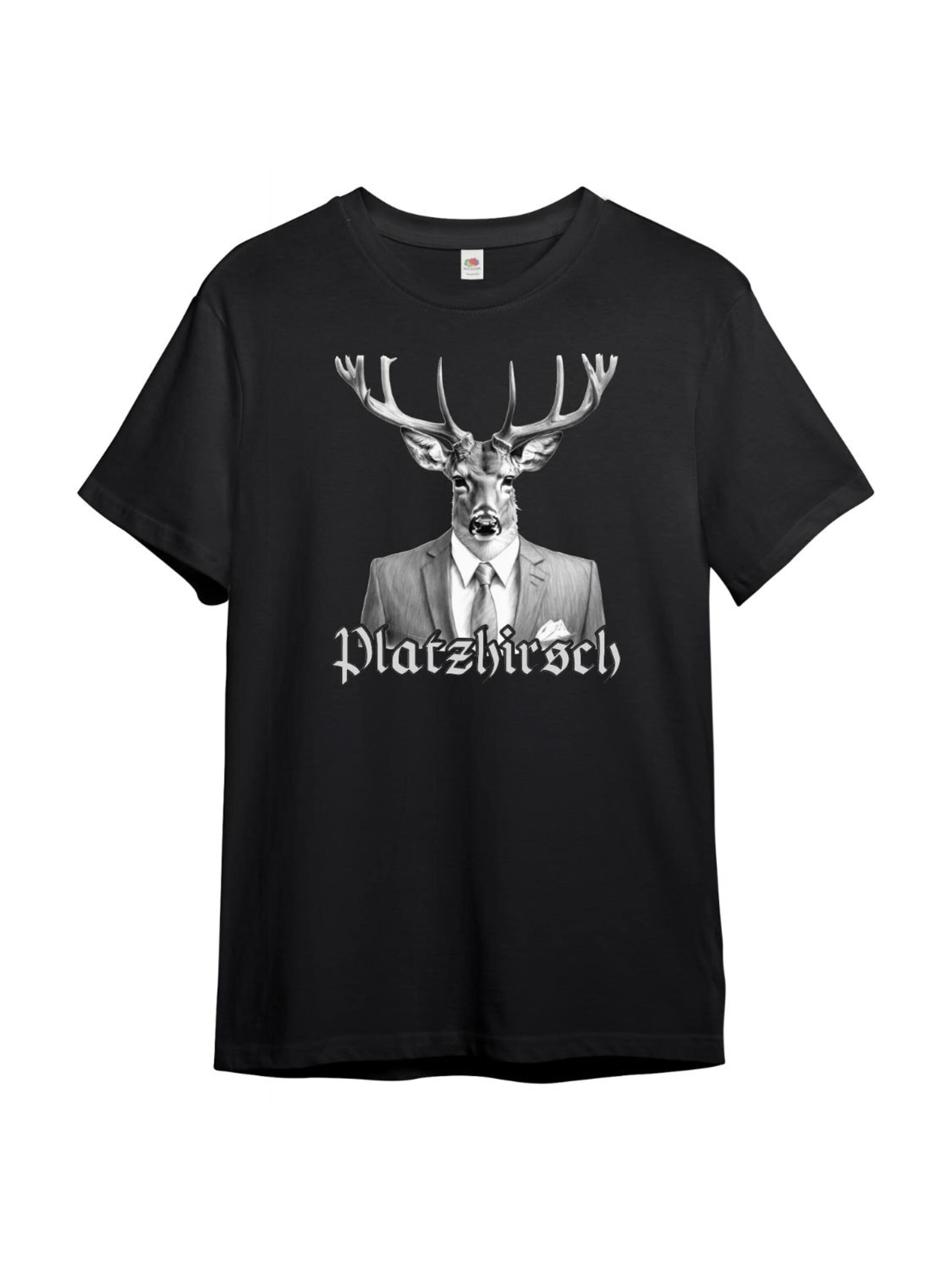 Paulgos Shirt 'PAULGOS Herren T-Shirt "Platzhirsch mit Sakko"' in Black: front