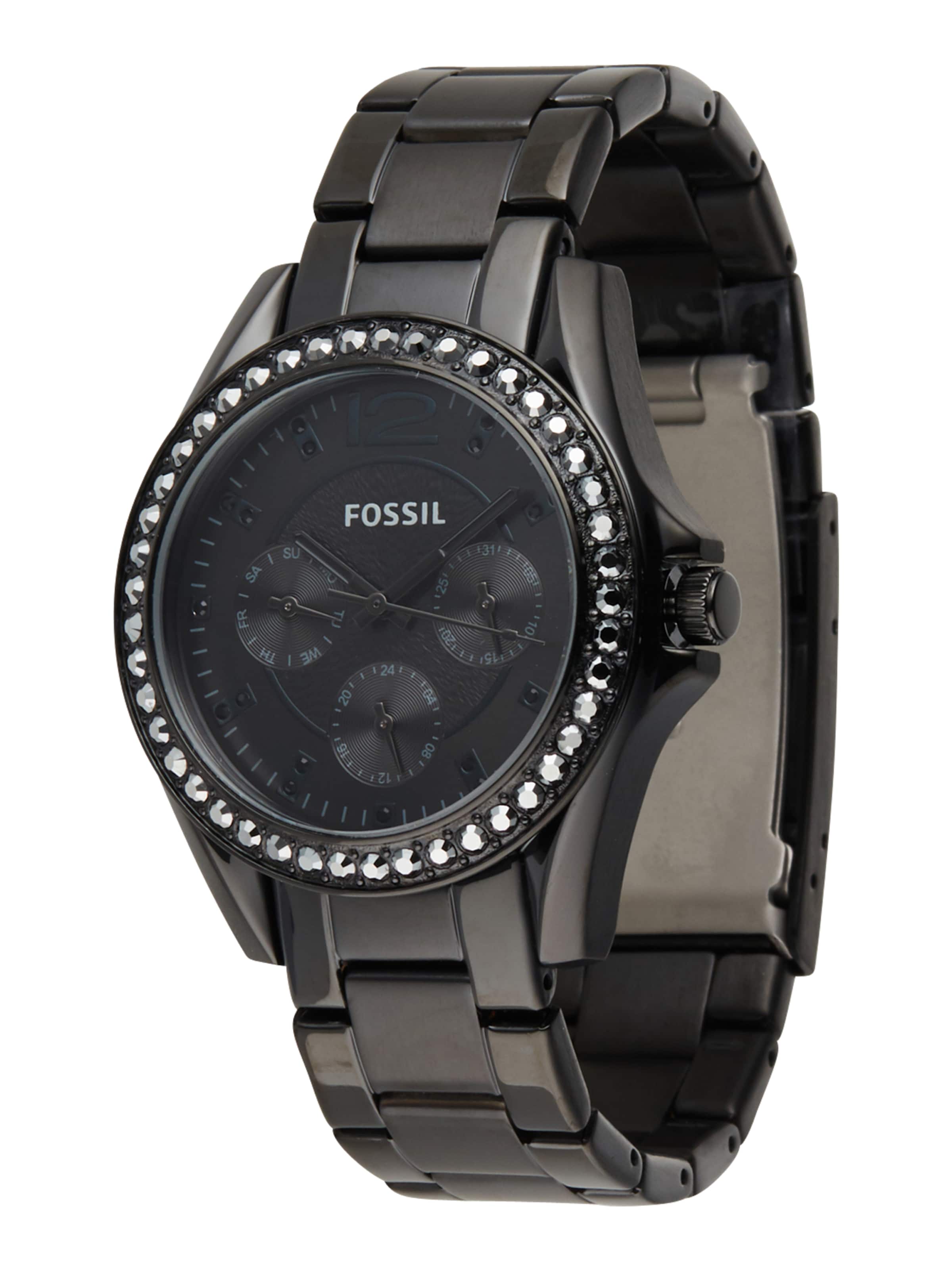 FOSSIL Analoguhr 'Riley' in Schwarz: Vorderseite