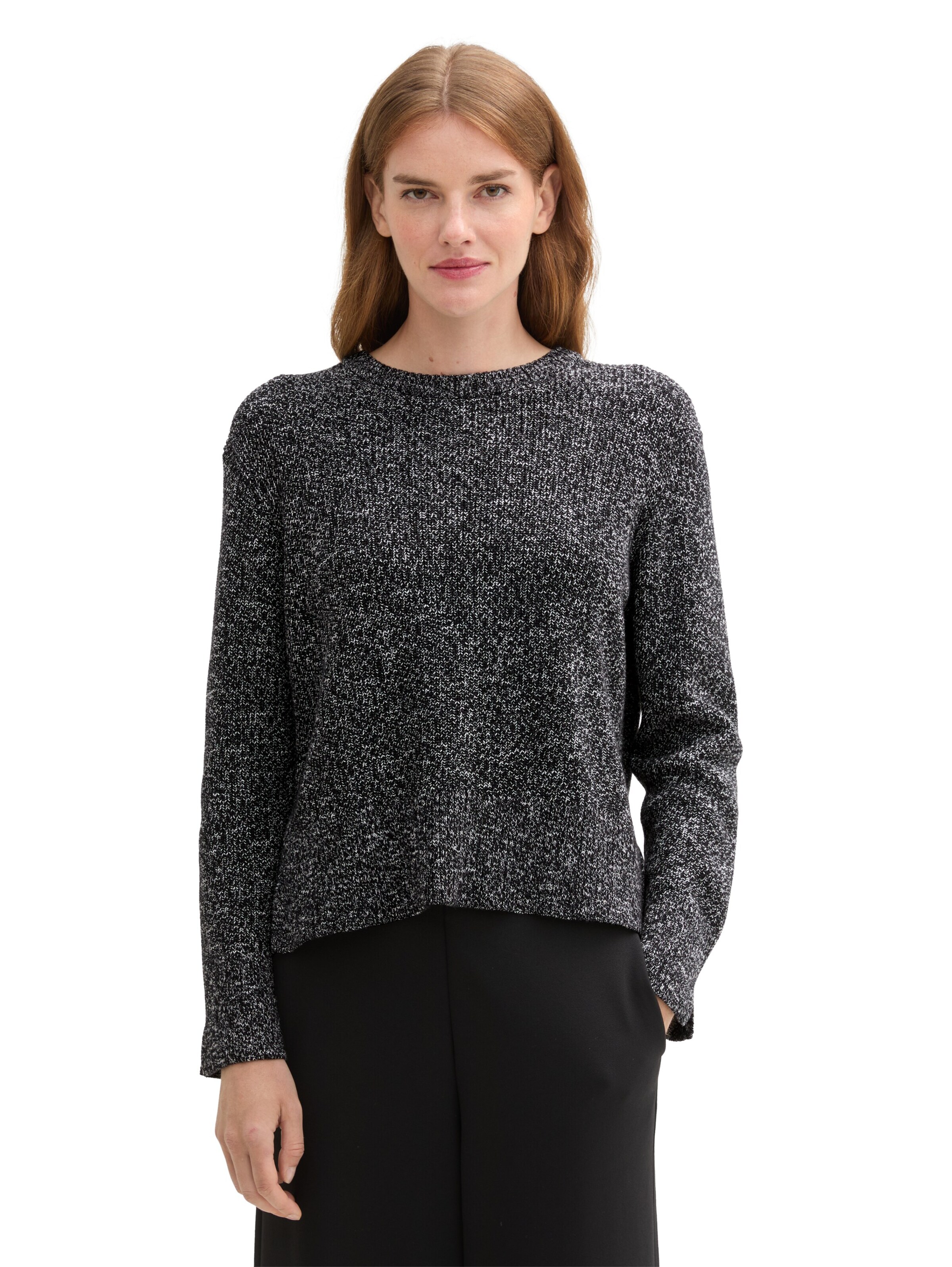 TOM TAILOR Sweater in Black: front
