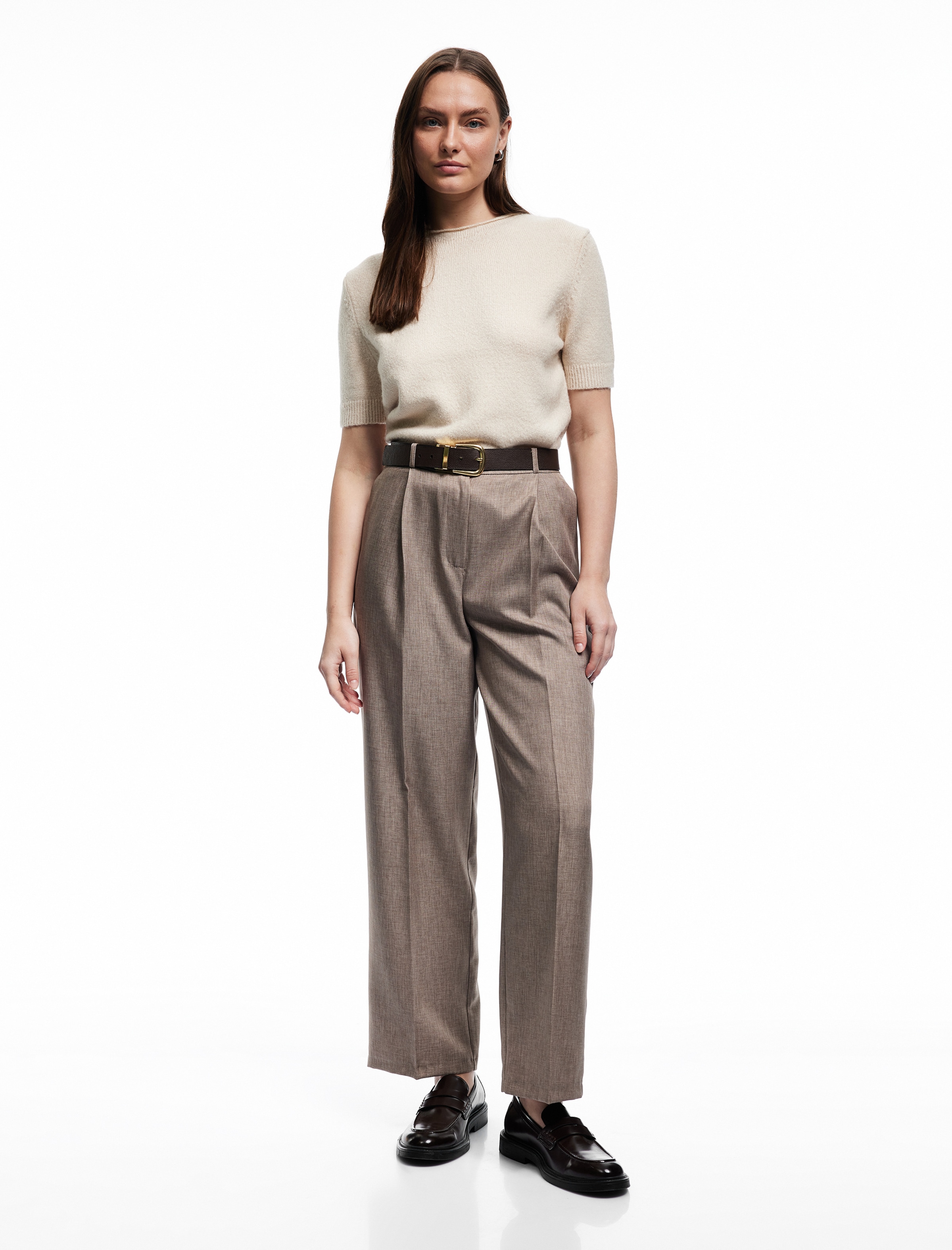 Koton Loose fit Trousers with creases in Brown