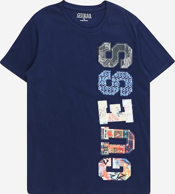 T-Shirt GUESS en bleu : devant