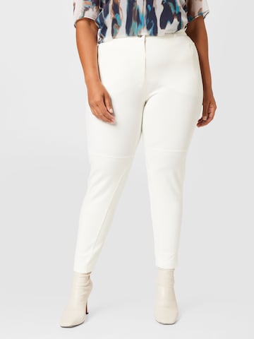 SAMOON Skinny Pants in White: front