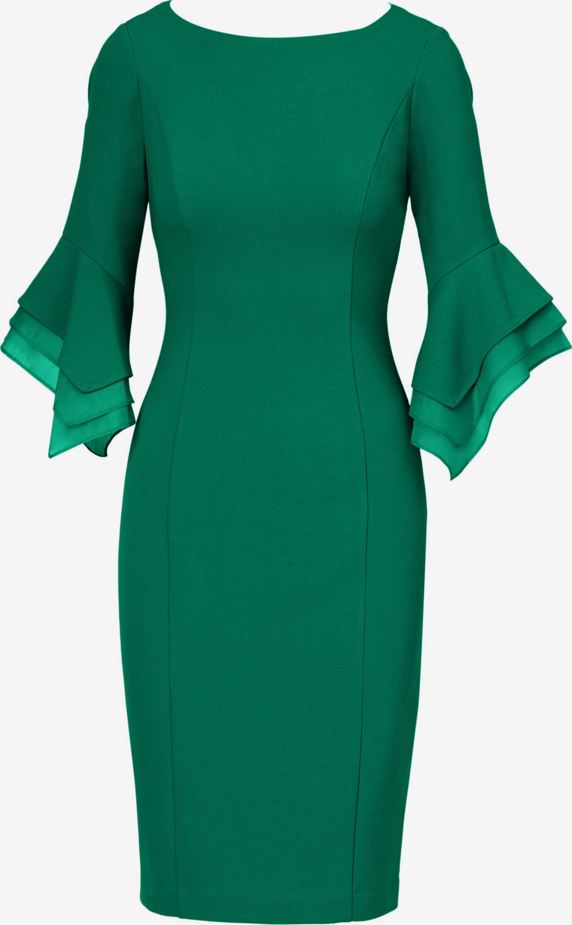 Adrianna Papell Cocktail Dress 'Knit Crepe Tiered Sleeve Dress' in Green |  ABOUT YOU