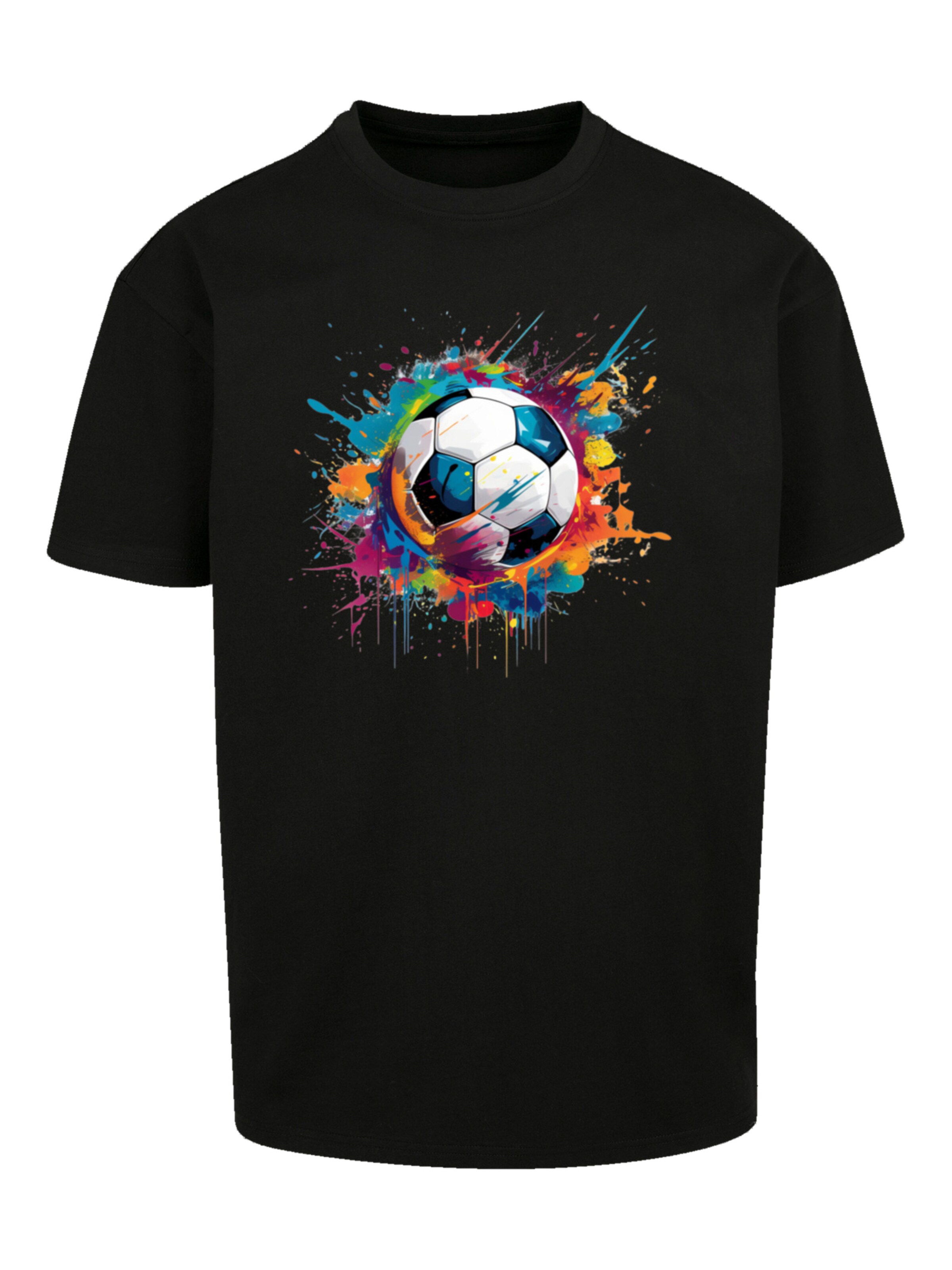 T-Shirt 'Bunte Fußball Grafik' F4NT4STIC en noir : devant