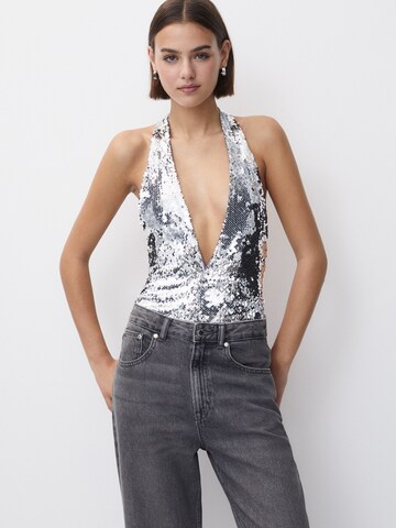 Pull&Bear Blusenbody in Silber: predná strana