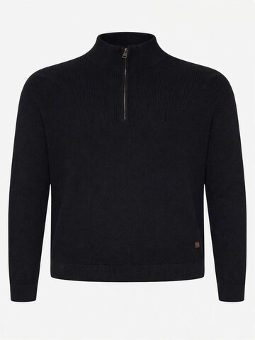 BLEND Gebreid vest 'Blend Half Zip Heren Trui – Schipperstrui met Rits – Coltrui Heren – Gebreide Sweater' in Zwart: voorkant