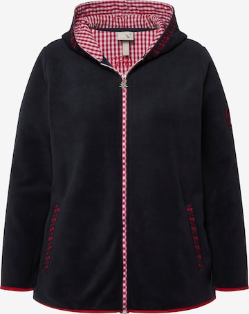 Ulla Popken Fleece jas in Blauw: voorkant