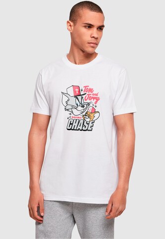 ABSOLUTE CULT Shirt 'Tom and Jerry - Chase' in Wit: voorkant
